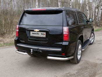 Защита задняя (уголки, нержавейка 76,1 мм) ТСС Тюнинг Chevrolet (Шевролет) Tahoe (Тахо)  K2UC (2014-2021) K2UC