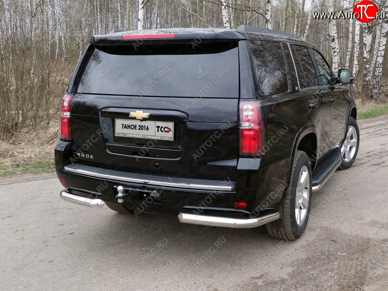 21 799 р. Защита задняя (уголки, нержавейка 76,1 мм) ТСС Тюнинг Chevrolet Tahoe K2UC (2014-2021)  с доставкой в г. Королёв