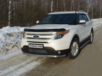 Защита переднего бампера овальная длинная 75х42 мм ТСС Тюнинг Ford Explorer U502 дорестайлинг (2010-2016) ()