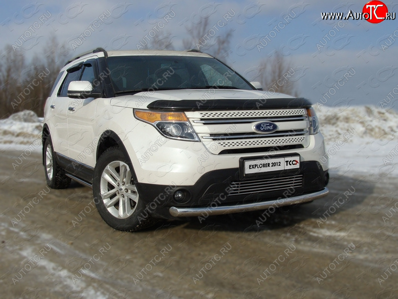 21 799 р. Защита переднего бампера нижняя 76,1 мм ТСС Тюнинг  Ford Explorer  U502 (2010-2016) дорестайлинг (нержавейка)  с доставкой в г. Королёв