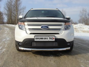 Защита переднего бампера с ходовыми огнями d76,1 мм ТСС Тюнинг Ford Explorer U502 дорестайлинг (2010-2016) ()