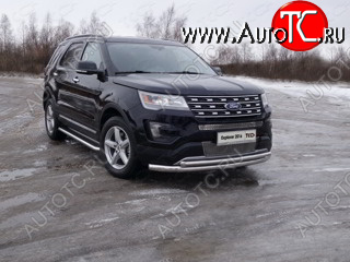 26 699 р. Защита передняя нижняя двойная 76,1*50,8 мм Тюнинг Ford Explorer U502 1-ый рестайлинг, 5 дв. (2015-2018) (нержавейка)  с доставкой в г. Королёв