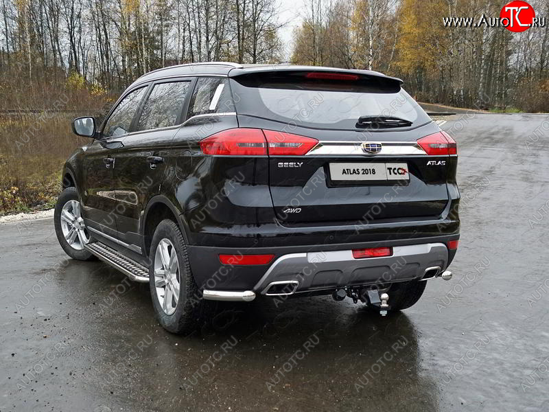 9 349 р. Защита заднего бампера (уголки, d60,3 мм) TCC Geely Atlas NL3 (2016-2022)  с доставкой в г. Королёв