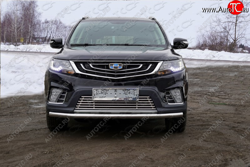 9 349 р. Нижняя декоративная вставка в бампер ТСС Тюнинг  Geely Emgrand X7 (2019-2021) 2-ой рестайлинг (d 12 мм)  с доставкой в г. Королёв