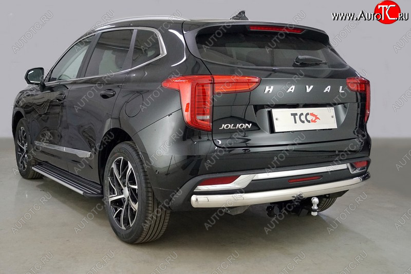 21 499 р. Защита заднего бампера (1.5 2WD, овальная, d75х42 мм) TCC Haval Jolion дорестайлинг (2020-2024)  с доставкой в г. Королёв