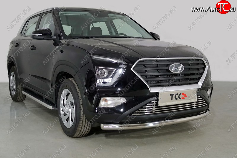 20 999 р. Защита переднего бампера нижняя d60,3 мм ТСС Тюнинг Hyundai Creta SU (2020-2022) (нержавейка)  с доставкой в г. Королёв