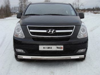 Защита переднего бампера нижняя с ДХО 75х42 мм ТСС Тюнинг Hyundai Starex/Grand Starex/H1 TQ рестайлинг (2014-2018)  (нержавейка)