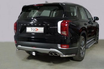 Защита заднего бампера (V-2.2, уголки, d60,3 мм) TCC Hyundai Palisade LX2 (2018-2022)