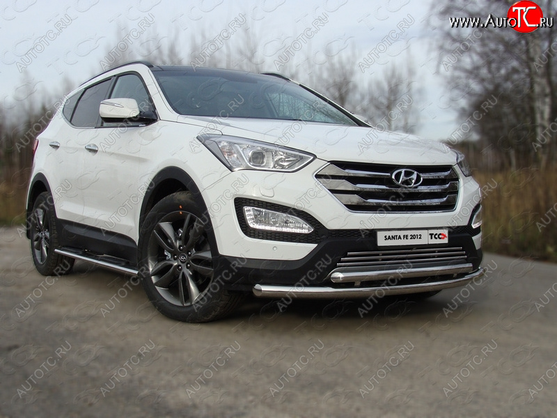 22 999 р. Защита переднего бампера нижняя d60,3*50,8 мм ТСС Тюнинг Hyundai Santa Fe DM дорестайлинг (2012-2016) (нержавейка)  с доставкой в г. Королёв