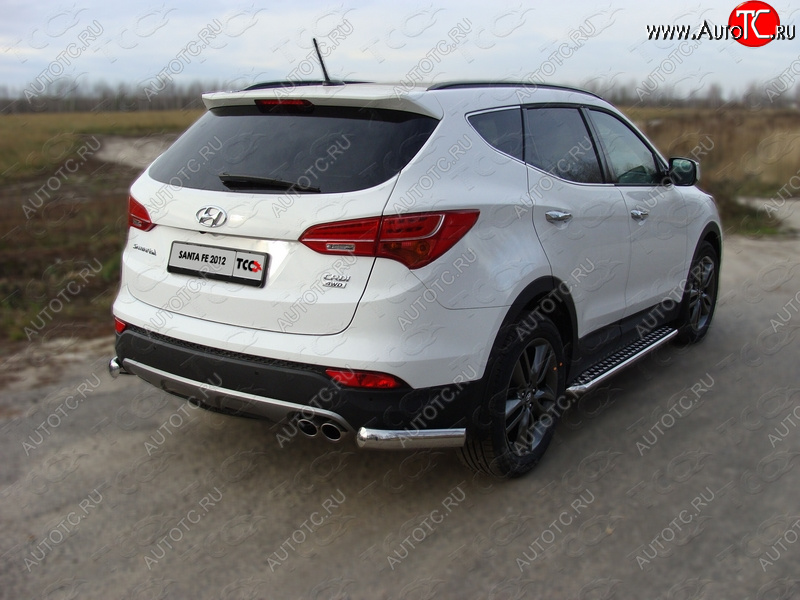 13 499 р. Защита заднего бампера (уголки, d75х42 мм) TCC  Hyundai Santa Fe  DM (2012-2019) дорестайлинг, рестайлинг  с доставкой в г. Королёв