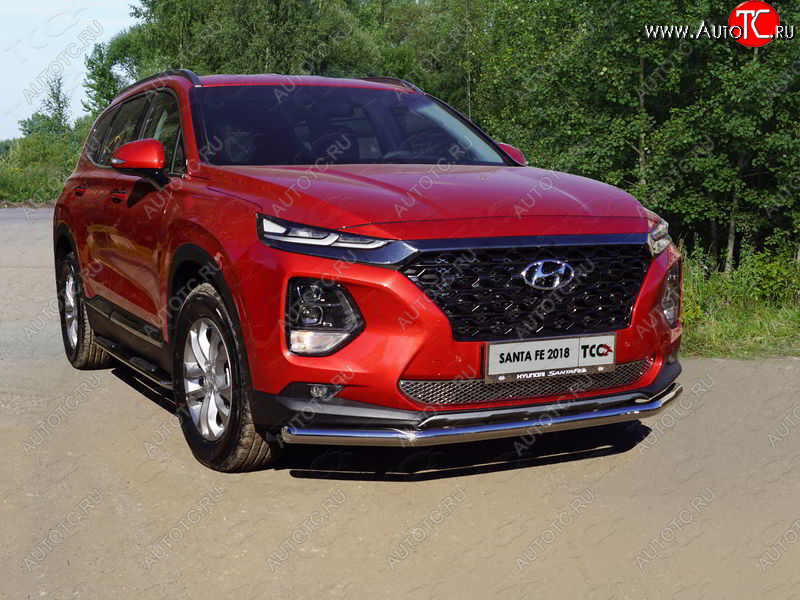 18 699 р. Защита переднего бампера нижняя d60,3 мм ТСС Тюнинг Hyundai Santa Fe TM дорестайлинг (2018-2021) (нержавейка)  с доставкой в г. Королёв