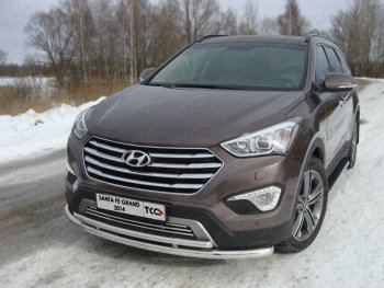 Защита переднего бампера нижняя двойная 60,3*42,4 мм ТСС Тюнинг Hyundai (Хюндаи) Grand Santa Fe (гранд)  1 DM (2013-2016) 1 DM дорестайлинг ()