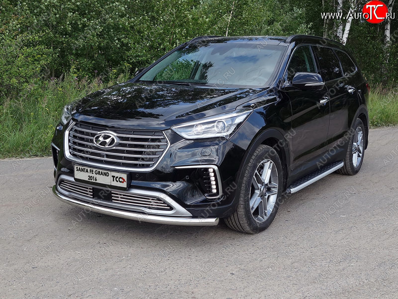 14 999 р. Защита переднего бампера нижняя d60,3 мм ТСС Тюнинг  Hyundai Grand Santa Fe  1 DM (2016-2018) рестайлинг (нержавейка)  с доставкой в г. Королёв