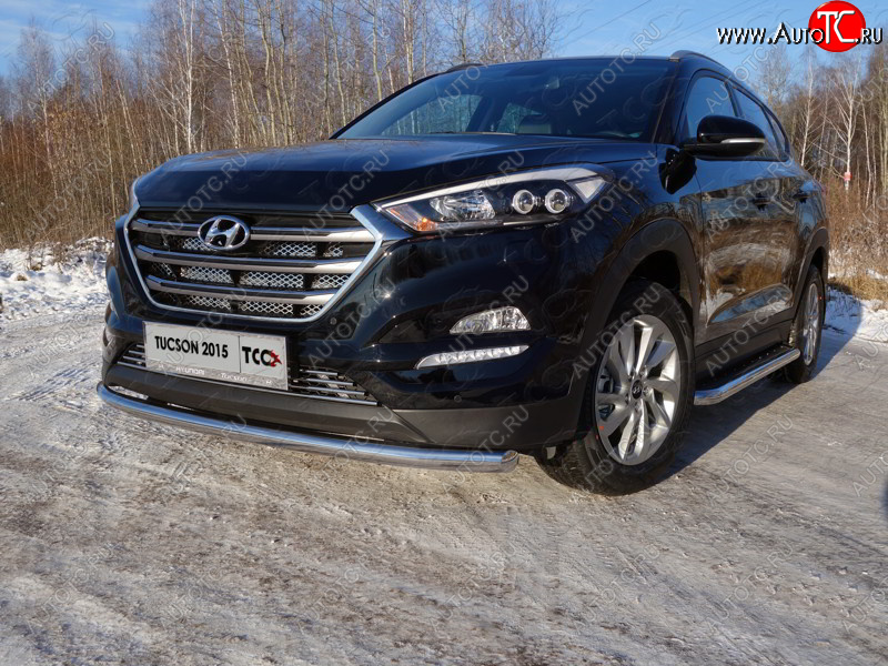 18 699 р. Защита переднего бампера нижняя d60,3 мм ТСС Тюнинг  Hyundai Tucson  TL (2015-2018) дорестайлинг (нержавейка)  с доставкой в г. Королёв