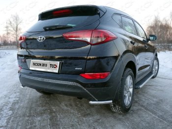 Защита заднего бампера (уголки, d42,4 мм) TCC Hyundai Tucson TL дорестайлинг (2015-2018)