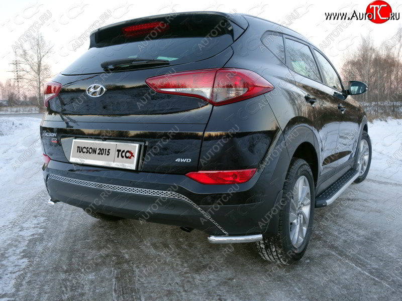 12 299 р. Защита заднего бампера (уголки, d42,4 мм) TCC Hyundai Tucson TL дорестайлинг (2015-2018)  с доставкой в г. Королёв