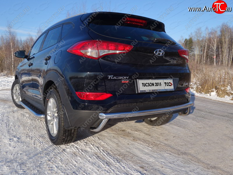 24 949 р. Защита задняя (нержавейка 60,3*42,4 мм) ТСС Тюнинг Hyundai Tucson TL дорестайлинг (2015-2018)  с доставкой в г. Королёв