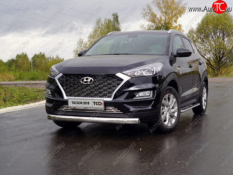 21 899 р. Защита переднего бампера овальная 75х42 мм ТСС Тюнинг Hyundai Tucson TL рестайлинг (2018-2021) (нержавейка)  с доставкой в г. Королёв