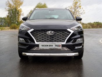 Защита передняя нижняя овальная с ДХО 75х42 мм ТСС Тюнинг Hyundai Tucson TL рестайлинг (2018-2021)  (нержавейка)