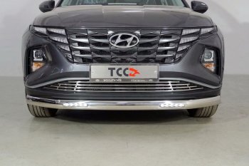 Защита передняя нижняя овальная с ДХО 75х42 мм ТСС Тюнинг Hyundai Tucson NX4 (2020-2022)  (нержавейка)