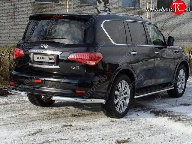 29 449 р. Защита задняя (уголки, нержавейка 76,1 мм) ТСС Тюнинг  INFINITI QX56  Z62 (2010-2013)  с доставкой в г. Королёв