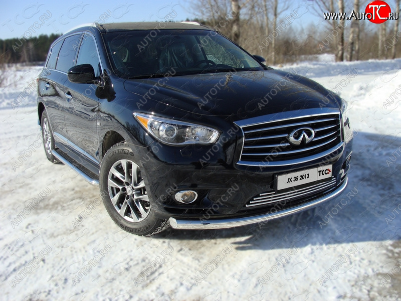 24 949 р. Защита переднего бампера нижняя 76,1 мм ТСС Тюнинг INFINITI QX60 L50 дорестайлинг (2013-2016) (нержавейка)  с доставкой в г. Королёв