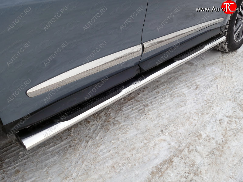 43 949 р.  Пороги овальные с накладкой 120х60 мм укороченные ТСС Тюнинг  INFINITI QX60  L50 (2016-2021) рестайлинг (серые)  с доставкой в г. Королёв