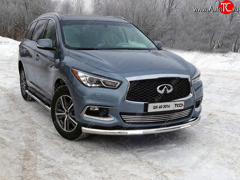 40 999 р. Защита переднего бампера нижняя с ДХО 76,1 мм ТСС Тюнинг  INFINITI QX60  L50 (2016-2021) рестайлинг (нержавейка)  с доставкой в г. Королёв