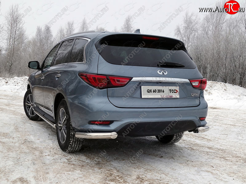 24 949 р. Защита задняя (уголки, нержавейка 76,1 мм) ТСС Тюнинг  INFINITI QX60  L50 (2016-2021) рестайлинг  с доставкой в г. Королёв