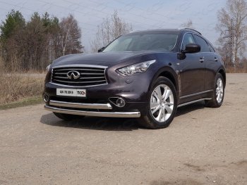 Защита переднего бампера нижняя двойная 75*75 мм ТСС Тюнинг INFINITI (Инфинити) Q70 (Ку70)  Y51 (2015-2018) Y51 рестайлинг ()