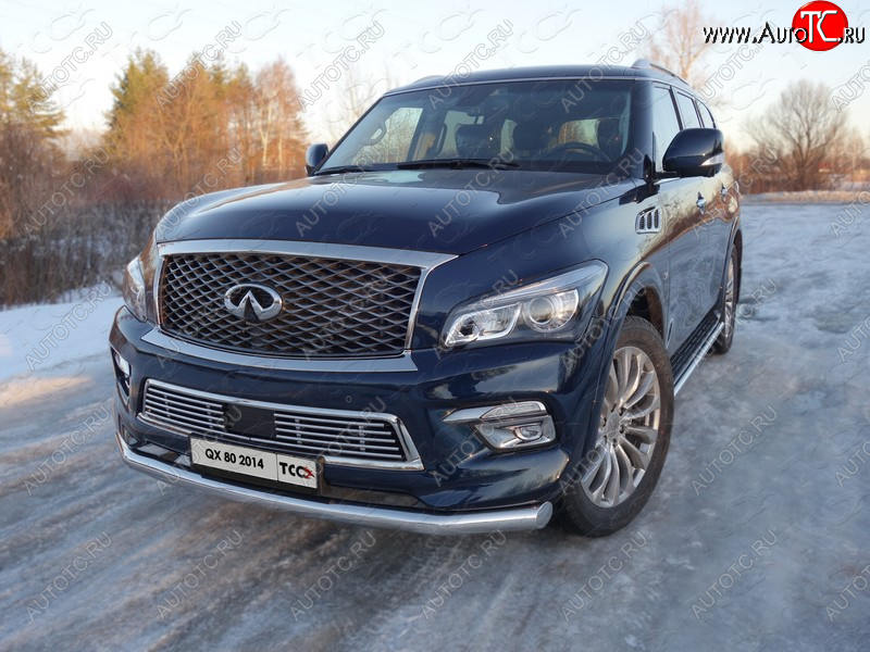 12 299 р. Нижняя декоративная вставка в бампер ТСС Тюнинг  INFINITI QX80  Z62 (2014-2018) 1-ый рестайлинг (d 12 мм)  с доставкой в г. Королёв