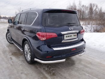 Защита задняя (уголки, нержавейка 76,1 мм) ТСС Тюнинг INFINITI (Инфинити) QX80 (КуХ80)  Z62 (2014-2018) Z62 1-ый рестайлинг