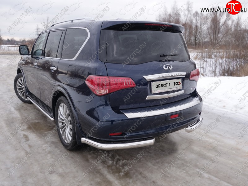 30 999 р. Защита задняя (уголки, нержавейка 76,1 мм) ТСС Тюнинг  INFINITI QX80  Z62 (2014-2018) 1-ый рестайлинг  с доставкой в г. Королёв