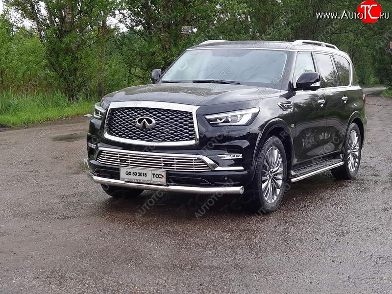 27 999 р. Защита переднего бампера нижняя d76,1 мм ТСС Тюнинг INFINITI QX80 Z62 2-ой рестайлинг (2018-2024) (нержавейка)  с доставкой в г. Королёв