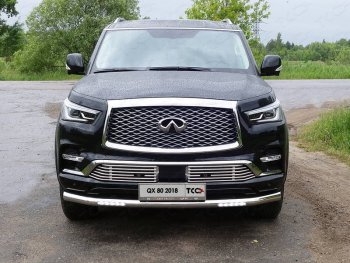 Защита переднего бампера нижняя с ДХО 76,1 мм ТСС Тюнинг INFINITI QX80 Z62 2-ой рестайлинг (2018-2024)  (нержавейка)