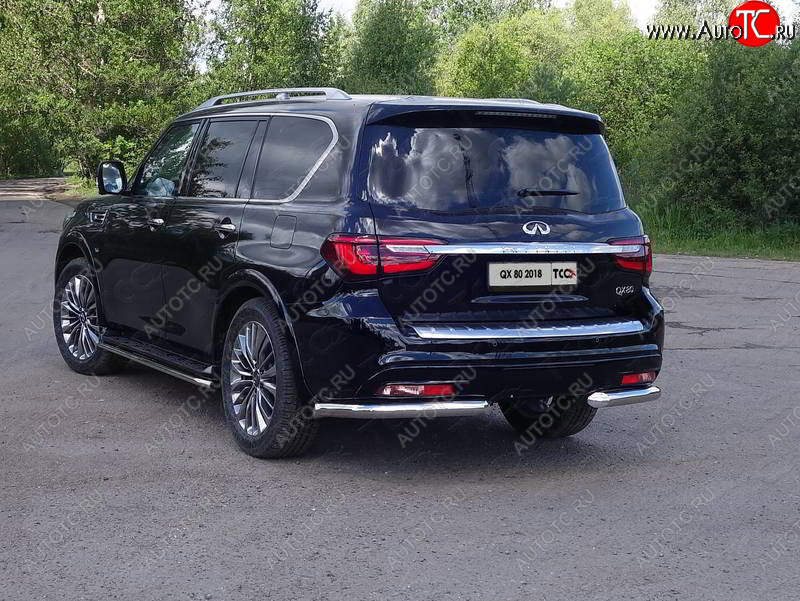 30 999 р. Защита задняя (уголки, нержавейка 76,1 мм) ТСС Тюнинг INFINITI QX80 Z62 2-ой рестайлинг (2018-2024)  с доставкой в г. Королёв