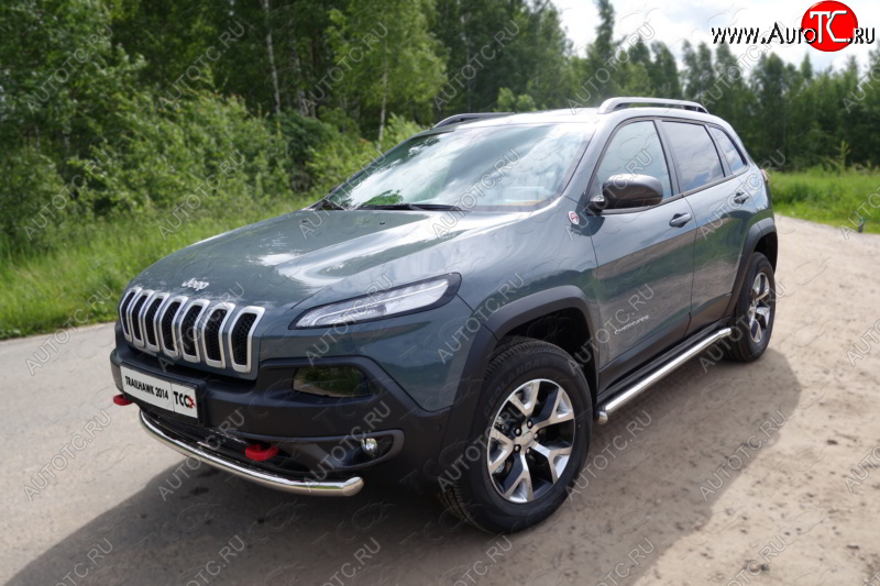 17 999 р. Защита переднего бампера (Trailhawk, d60,3 мм) ТСС Тюнинг  Jeep Cherokee  KL (2014-2017) дорестайлинг (нержавейка)  с доставкой в г. Королёв