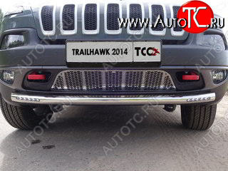 38 949 р. Защита переднего бампера (Trailhawk, 60,3 мм ДХО) ТСС Тюнинг Jeep Cherokee KL дорестайлинг (2014-2017) (нержавейка)  с доставкой в г. Королёв