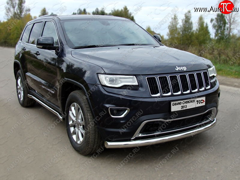 21 799 р. Защита переднего бампера нижняя d76,1 мм ТСС Тюнинг  Jeep Grand Cherokee  WK2 (2013-2018) 1-ый рестайлинг (нержавейка)  с доставкой в г. Королёв