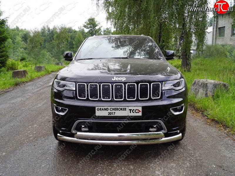 32 749 р. Защита передняя нижняя двойная 76,1*75 мм Тюнинг Jeep Grand Cherokee WK2 2-ой рестайлинг (2017-2022) (нержавейка)  с доставкой в г. Королёв