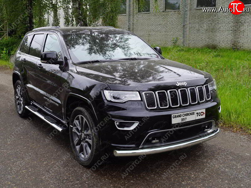 22 999 р. Защита переднего бампера нижняя d76,1 мм ТСС Тюнинг Jeep Grand Cherokee WK2 2-ой рестайлинг (2017-2022) (нержавейка)  с доставкой в г. Королёв