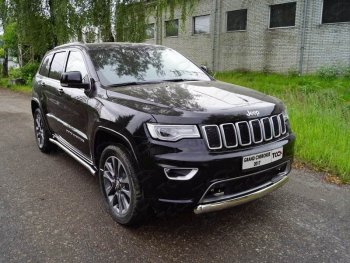 Защита переднего бампера овальная короткая 75х42 мм ТСС тюнинг Jeep Grand Cherokee WK2 2-ой рестайлинг (2017-2022)  (нержавейка)