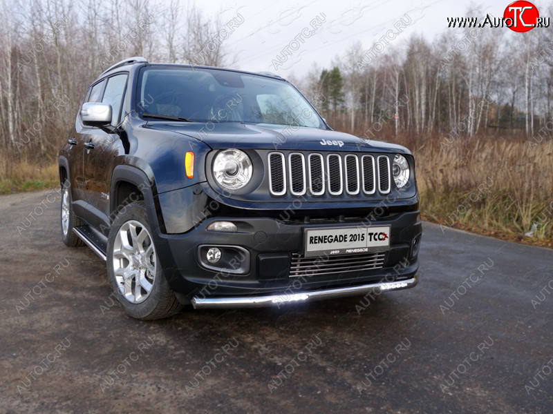 39 999 р. Защита переднего бампера нижняя с ДХО 60,3 мм ТСС Тюнинг  Jeep Renegade (2014-2018) дорестайлинг (нержавейка)  с доставкой в г. Королёв