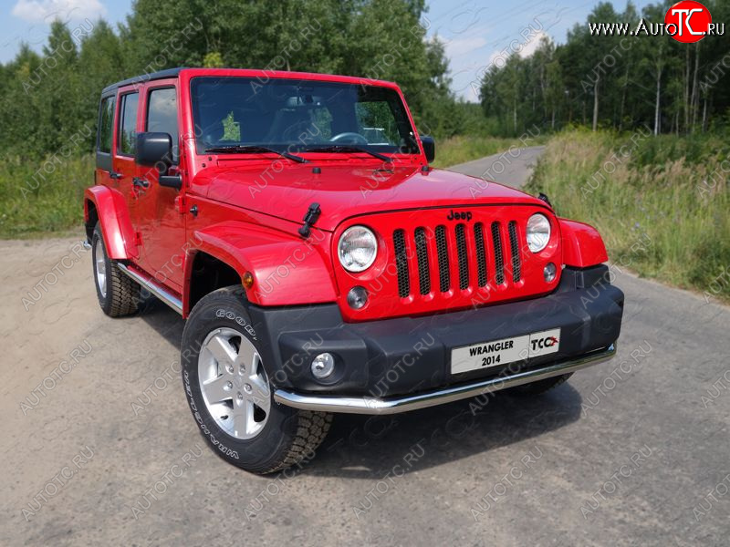 21 799 р. Защита переднего бампера нижняя d76,1 мм ТСС Тюнинг Jeep Wrangler JK (2007-2018) (нержавейка)  с доставкой в г. Королёв