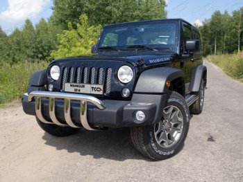 Защита переднего бампера кенгурин 60,3 мм ТСС Тюнинг Jeep Wrangler JK (2007-2018)  (нержавейка)