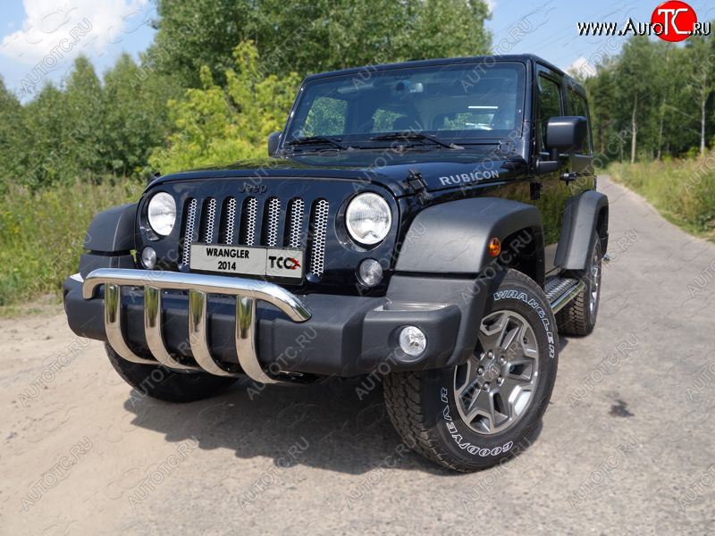 30 999 р. Защита переднего бампера кенгурин 60,3 мм ТСС Тюнинг Jeep Wrangler JK (2007-2018) (нержавейка)  с доставкой в г. Королёв