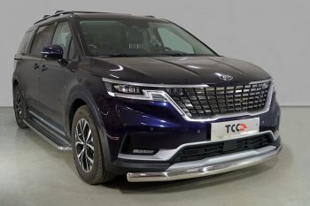 Защита переднего бампера нижняя овальная 75х42 мм ТСС Тюнинг KIA Carnival KA4 минивэн дорестайлинг (2020-2023)  (нержавейка)