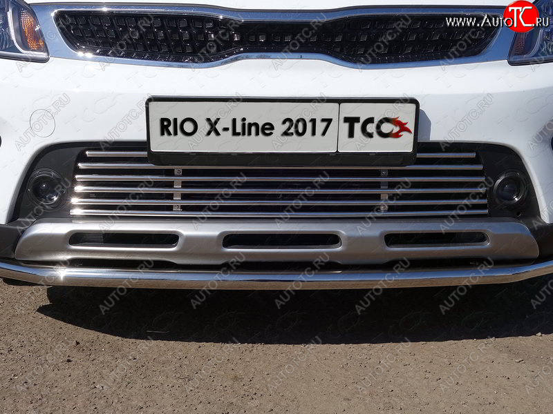 9 349 р. Нижняя декоративная вставка в бампер ТСС Тюнинг  KIA Rio  X-line (2017-2021) (d 12 мм)  с доставкой в г. Королёв