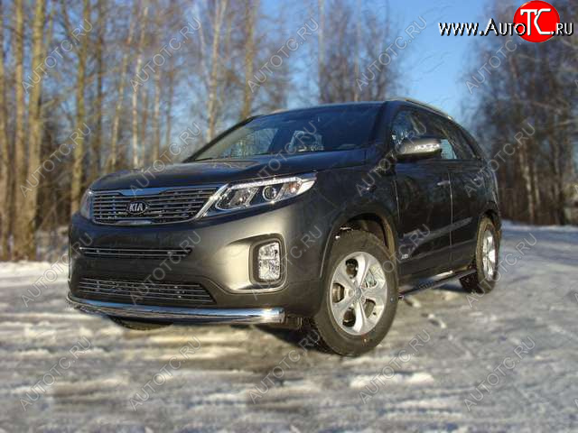 20 899 р. Защита переднего бампера овальная 75х42 мм ТСС тюнинг KIA Sorento UM/Prime рестайлинг (2018-2020) (нержавейка)  с доставкой в г. Королёв