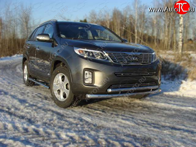 22 999 р. Защита переднего бампера нижняя 60,3*50,8 мм ТСС Тюнинг KIA Sorento XM рестайлинг (2012-2015) (нержавейка)  с доставкой в г. Королёв